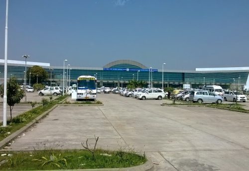 Varanasi airport terminal where the tour pick-up begins