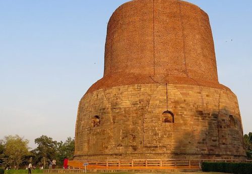 The brick Dhamek Stupa at Sarnath near Varanasi
