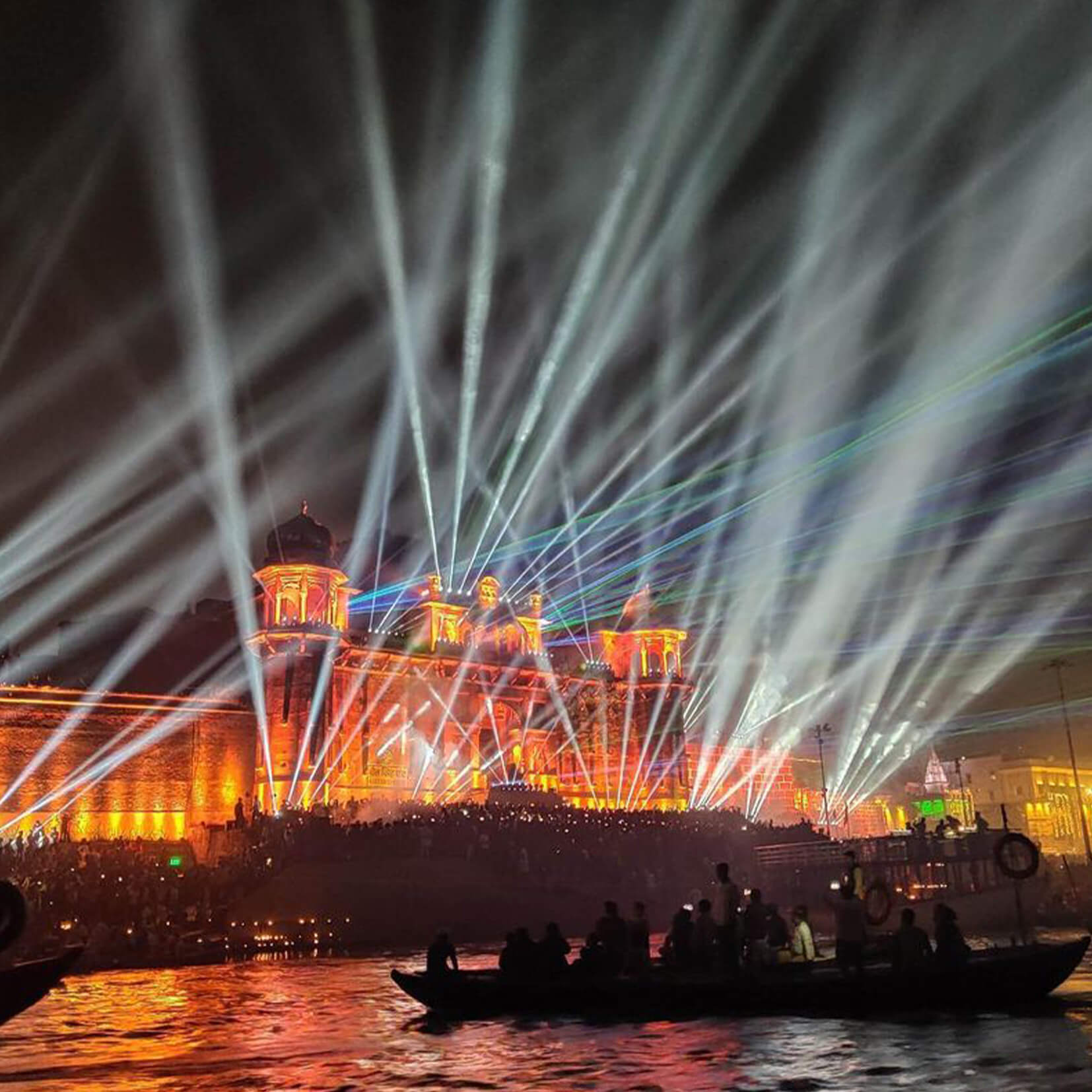 dev diwali beautiful laser show on chet singh ghat