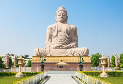 The Great Buddha Statue near the Mahabodhi Temple complex in Bodh Gaya