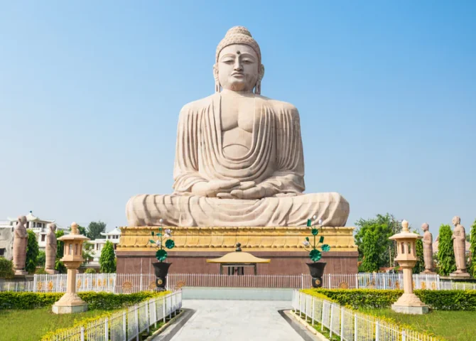 The Great Buddha Statue near the Mahabodhi Temple complex in Bodh Gaya