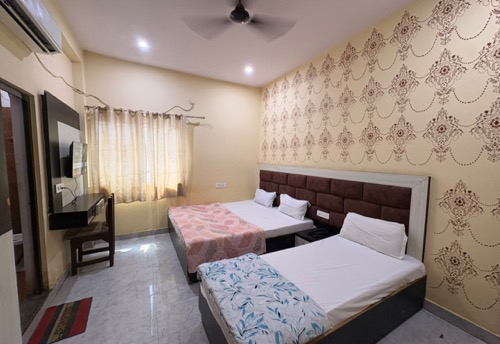 Triple Bed Room with curtained window, Hotel Shivala Grand