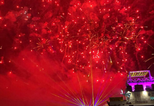 Fire show finale during Dev Diwali on the Varanasi ghats